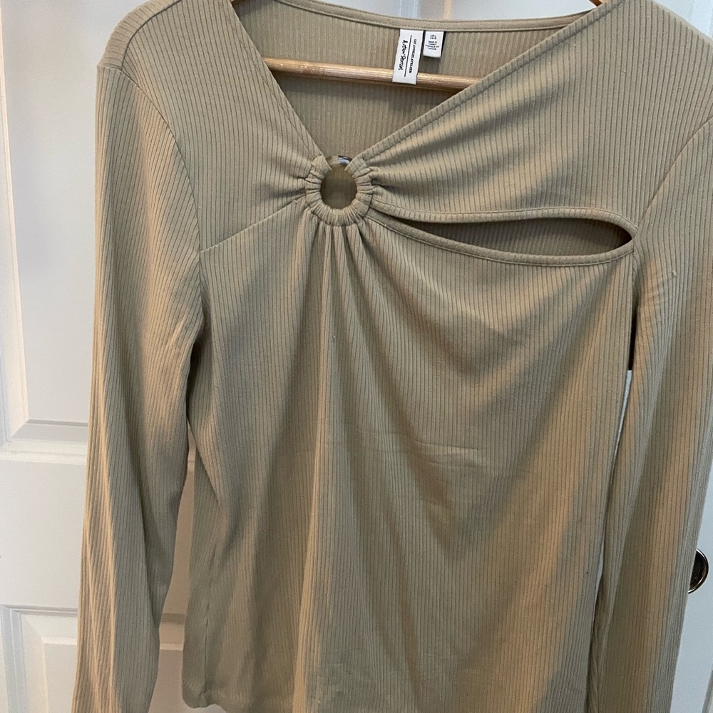 & other stories Tan Keyhole Long-Sleeved Fitted Top L